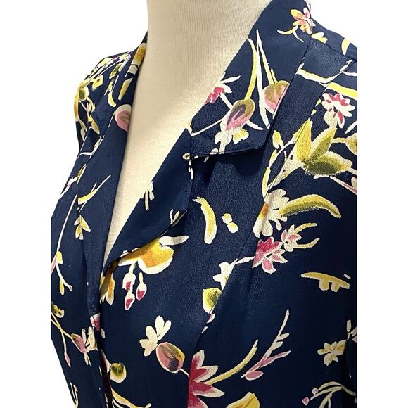 Vintage 80s Floral Blue Button Down Secretary Dress Size 5/6 Church Lady - Picture 7 of 10